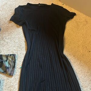 Forever 21 Black Ribbed Midi Dress